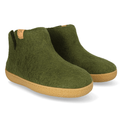 Rabara Maha Wollfilz-Hausschuhe Olive Green